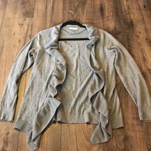 LOFT ruffle front open cardigan